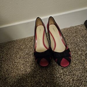 Pink and Black Peep Toe Heels